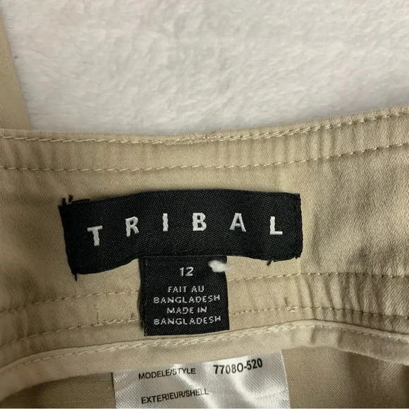 Tribal tan size 12 cropped pants zippers on the backs of the legs real pockets - Picture 2 of 8